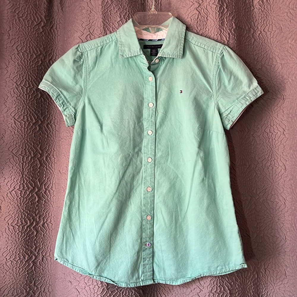 Tommy Hilfiger Mint Button Down Blouse